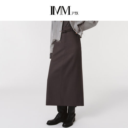 IMM尹默春美利奴羊毛铅笔半裙