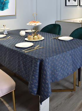 酒店新款棉麻桌布甜品台方桌布双面十字提花餐桌布现代简约可定制