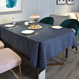 酒店新款棉麻桌布甜品台方桌布双面十字提花餐桌布现代简约可定制