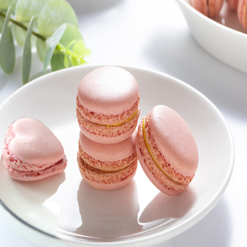72片法式淡粉色心形马卡龙 心型甜点蛋糕装饰裱花半成品婚礼宴会