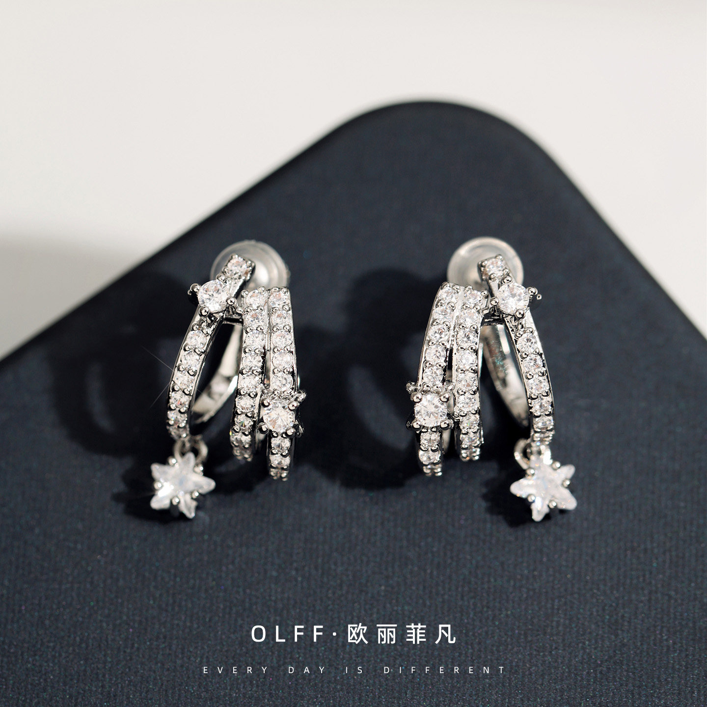 无痛耳夹轻奢闪锆小星星吊坠