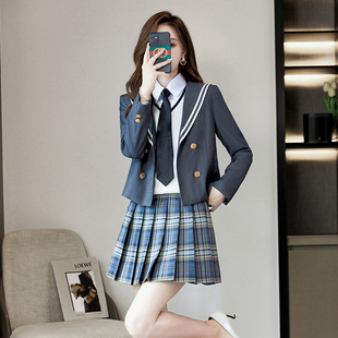 春秋新款西装JK制服学院风马甲套装小西装长袖外套学生答辩正装女