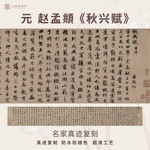 元赵孟頫秋兴赋行书法仿古代名家真迹微喷复制字帖装裱横幅轴长卷