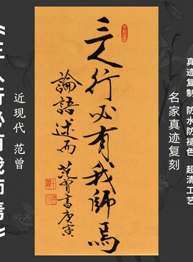 近现代范曾三人行必有我师焉书法真迹复制装裱竖立幅客厅书房茶室