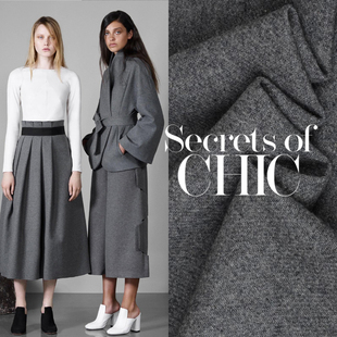 灰色薄款无弹力羊毛呢羊绒打底面料进口秋冬布料外套马夹秋冬定制