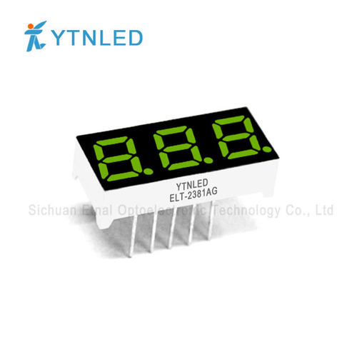 ELT-2381AG,ELT-2381BG,0.28英寸3位共阴共阳黄绿色数码管YTNLED