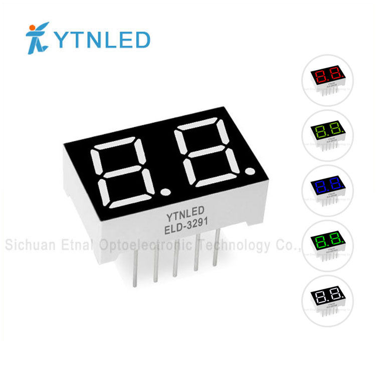 39英寸2位数码管共阴共阳红黄绿翠绿蓝白色eld-3291as/bs/ag/bg