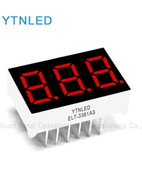 ELT-3361AS,ELT-3361BS,0.36英寸3位共阴共阳红色数码管YTNLED