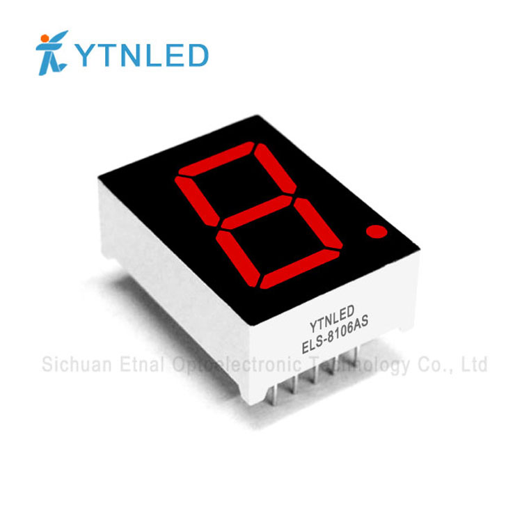 ELS-8106AS,ELS-8106BS,0.8英寸1位共阴共阳红色数码管YTNLED