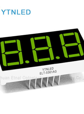 ELT-5361AG,ELT-5361BG,0.56英寸3位共阴共阳黄绿色数码管YTNLED