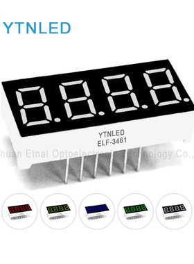 0.36英寸4位数码管共阴共阳红黄绿翠绿蓝白色ELF-3461AS/BS/AG/BG