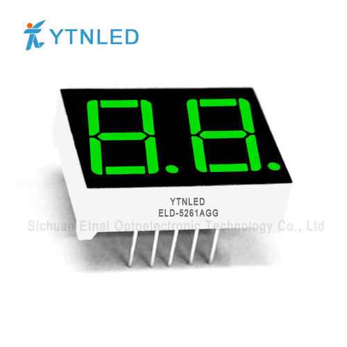 ELD-5261AGG,ELD-5261BGG0.56英寸2位共阴共阳翠绿色数码管YTNLED