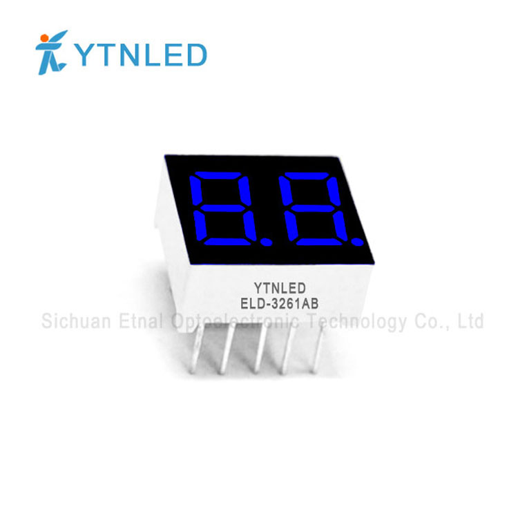 ELD-3261AB,ELD-3261BB,0.36英寸2位共阴共阳蓝色数码管YTNLED