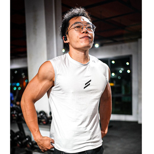 健身街健训练服装运动背心夏季男休闲跑步训练宽松大码棉圆领汗衫