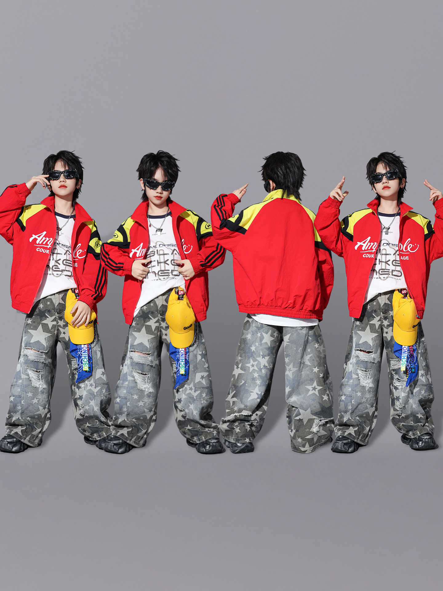 少儿美式街舞hiphop嘻哈风男童演出服元旦运动套装潮牌儿童表演服