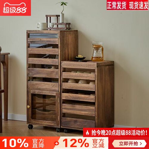 黑胡桃色实木带灯牙科柜桌面牌茶具文玩手串储物首饰收纳盒大容量