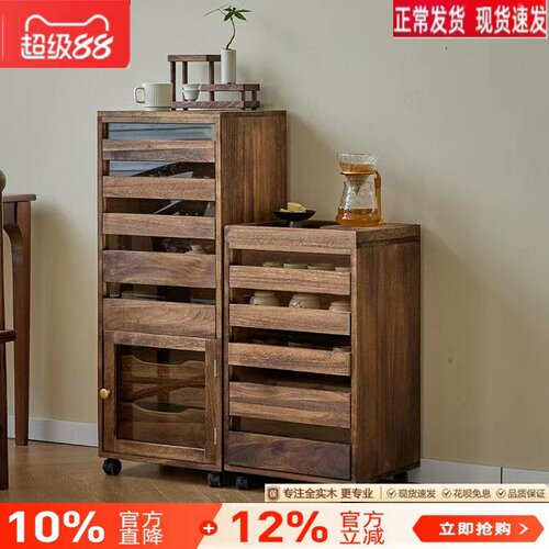 黑胡桃色实木带灯牙科柜桌面牌茶具文玩手串储物首饰收纳盒大容量