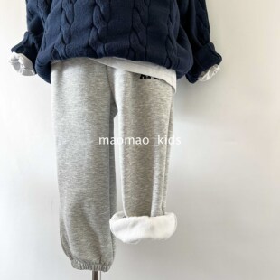 maomao kids冬日系潮款定制休闲加绒长裤基础柔软舒服裤子