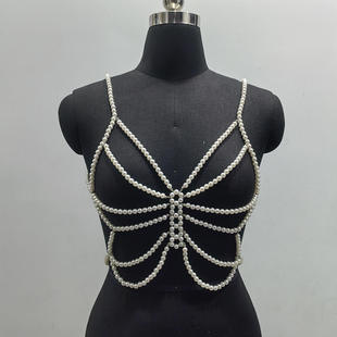 欧美蝴蝶几何串珠胸链披肩链套装多款颜色仿珍珠身体链