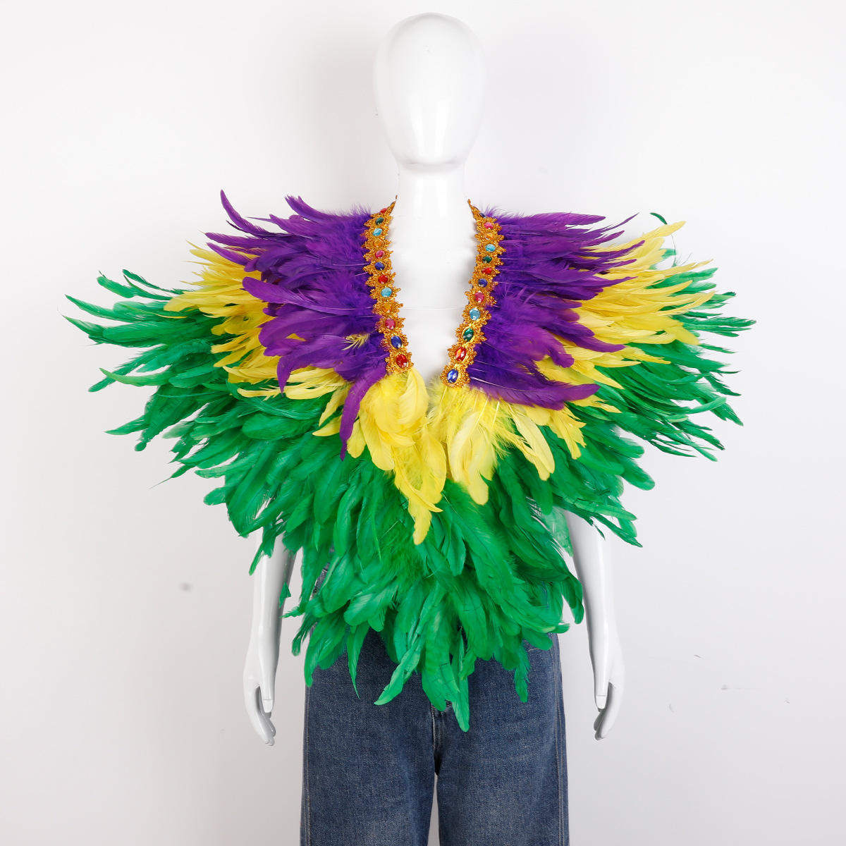 万圣节羽毛超大披肩狂欢节有型服装化装舞会服饰配饰假领子围脖