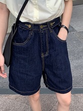 大码牛仔短裤女2025新款夏季松紧腰宽松五分直筒裤胖妹妹显瘦裤子