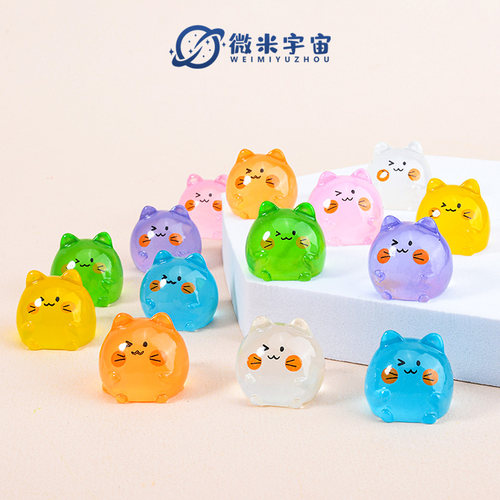 迷你可爱夜光小猫咪公仔摆件玩具