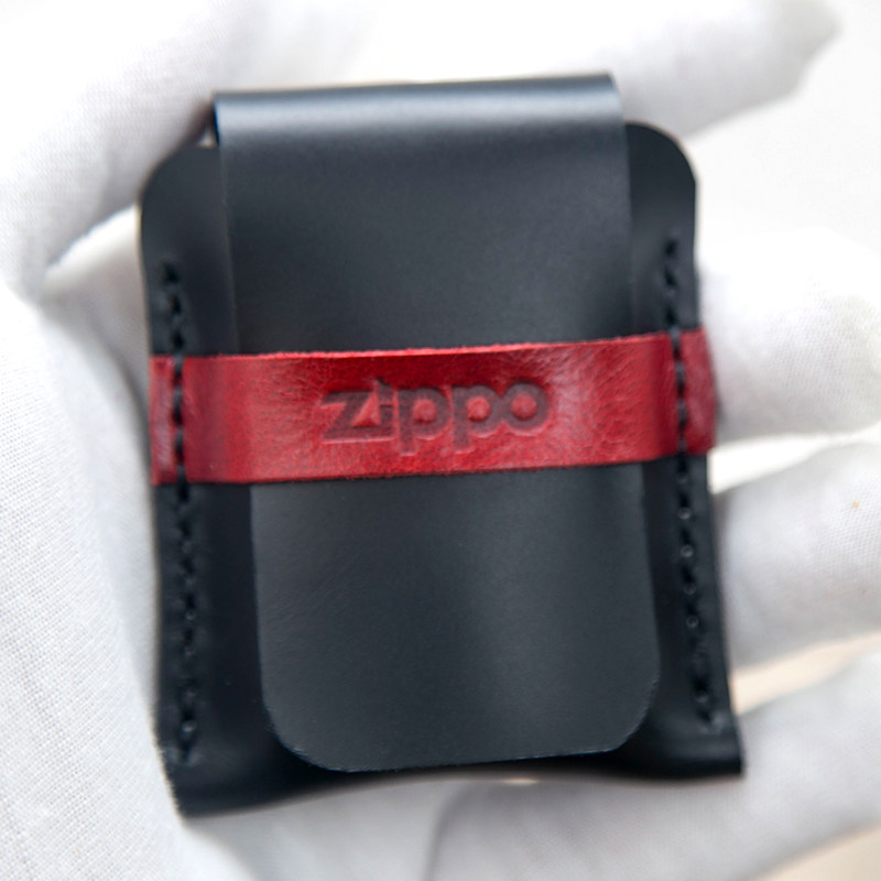 高档zippo打火机保护套釉层牛皮皮套真皮纯手工挂腰送礼男黑色包