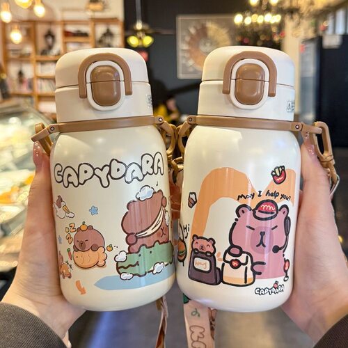 尚泰保温杯550ml卡皮巴拉系列卡通水杯学生儿童双饮316不锈钢杯子