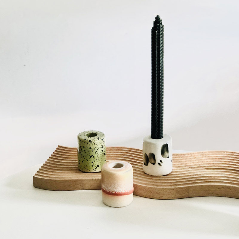 出口外单手工彩绘喷釉个性小尺寸陶瓷蜡烛台家居摆件烛台