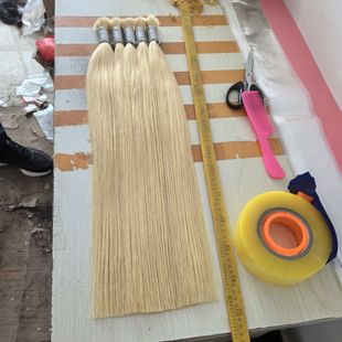 #613浅金色无痕接发水晶线接发真发发把散发无痕自己接头发9度色