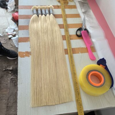 #613浅金色无痕接发水晶线接发真发发把散发无痕自己接头发9度色