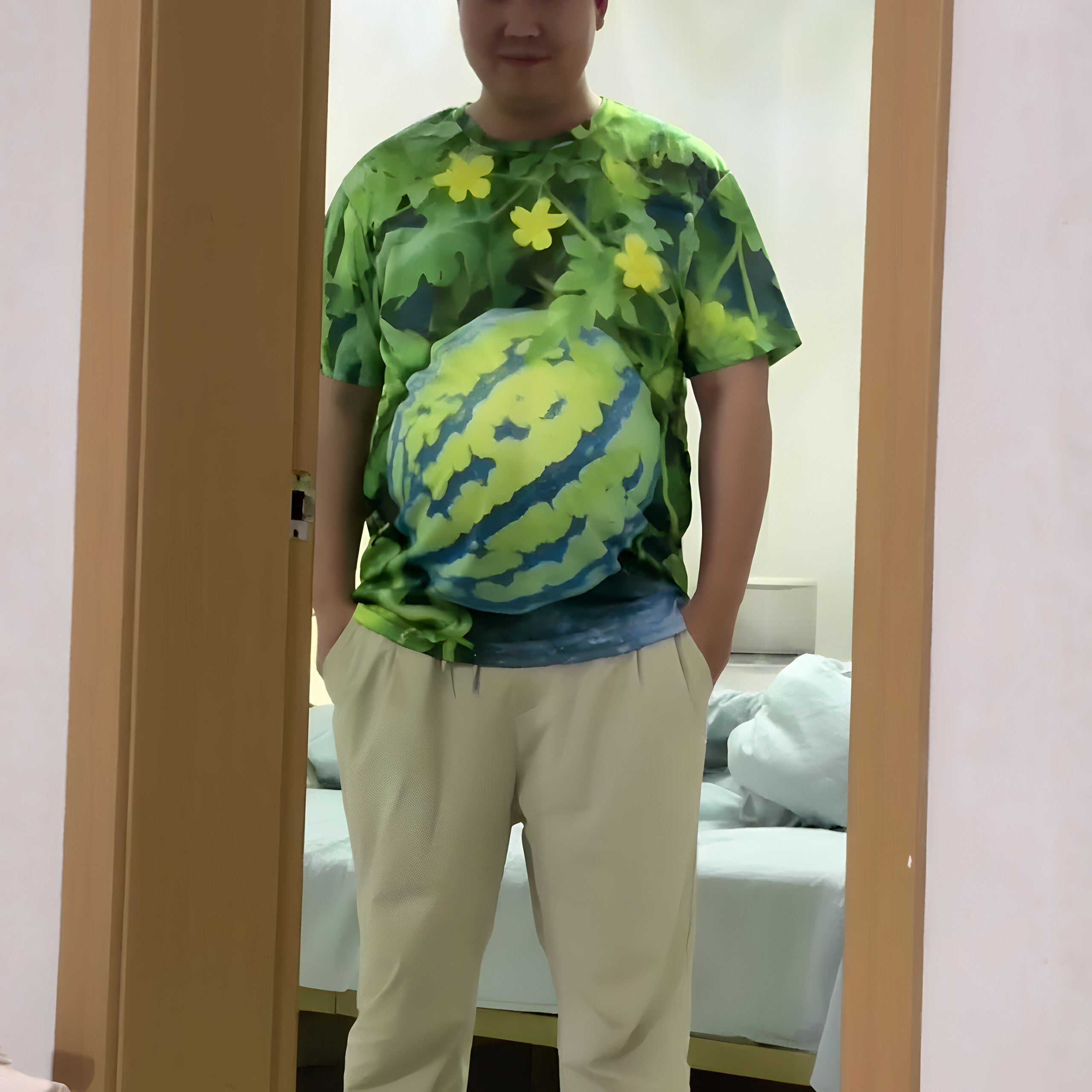 大肚腩适配！西瓜T恤清凉