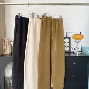 MINI老江刷街担当三色毛呢松紧腰抽绳休闲裤2026早春新款长裤女