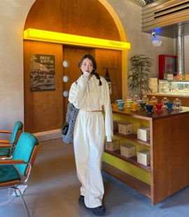 怕冷星人冬日机场双色抓绒卫衣卫裤套装2023冬季新款女