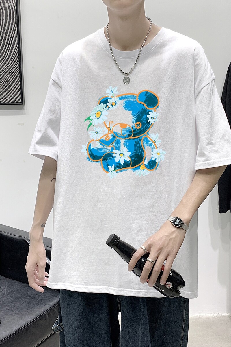 T1922P25港风室内新款半袖宽松圆领印花t恤情侣装潮牌男士夏季t恤,男装T恤,星座510A-6
