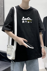 T2365P25港风室内男国潮T恤夏季原创宽松短袖情侣装2021新款潮牌图片