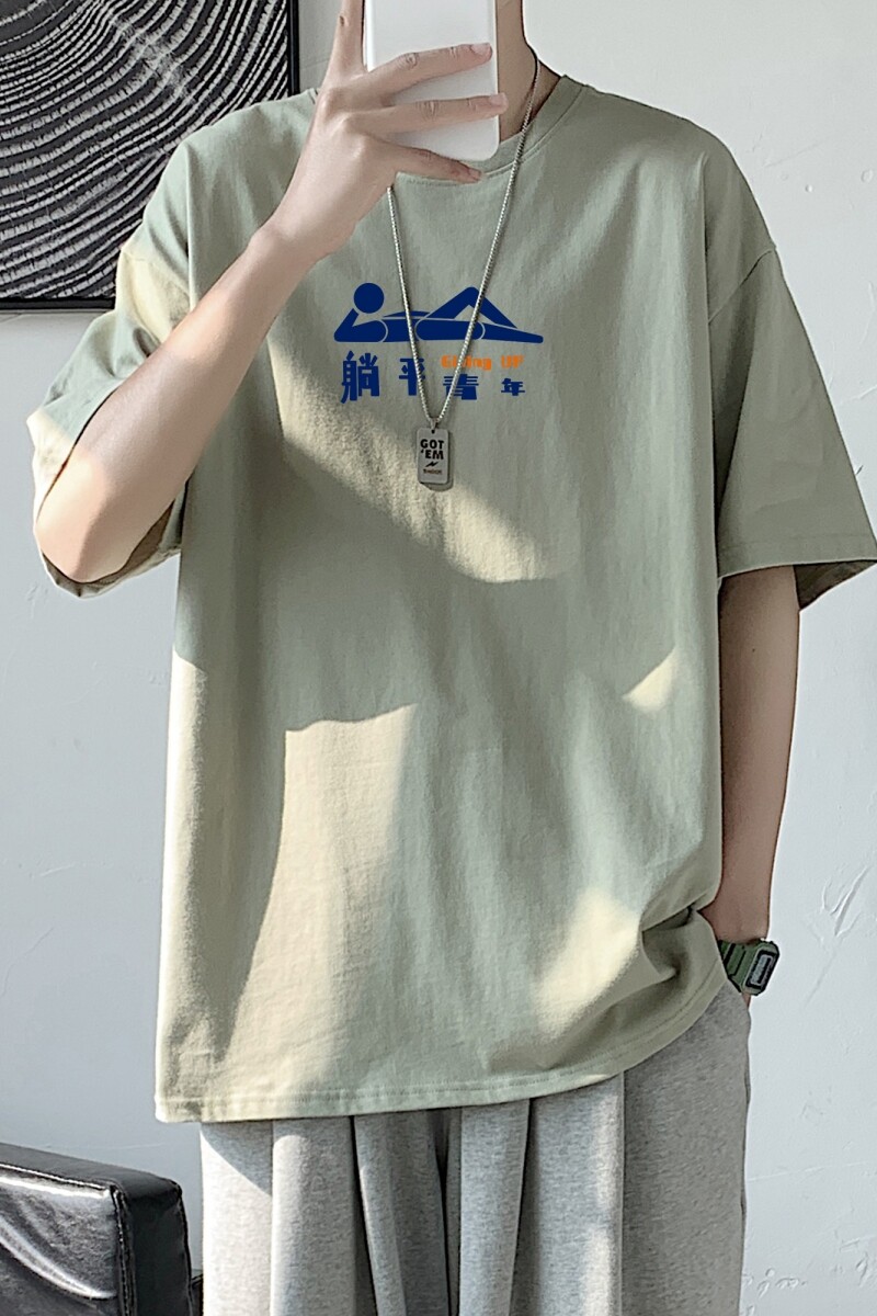 T2365P25港风室内t恤宽松潮ins夏季潮流胖子大码五分袖打底衫上衣,男装T恤,星座510A-6