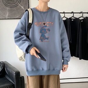 Y2555P38圆领卫衣男春秋季潮ins宽松休闲港风情侣长袖上衣图片