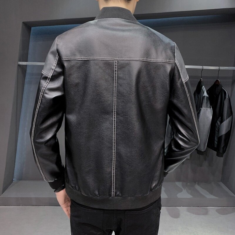 PY5257P85木木皮衣刺绣夹克外套PU棒球服男士皮衣2023新款秋冬,男装皮衣,星座510A-2