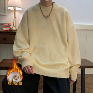 MDR7583P55控88加绒加厚宽松大码港风毛衣慵懒风圆领加厚毛衣图片