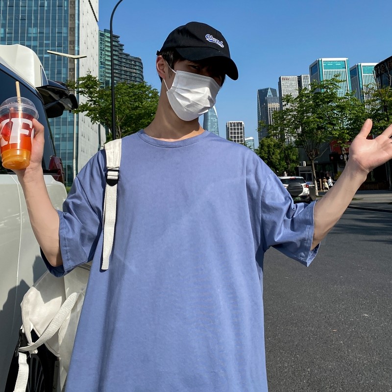 TG6279P15男士港风男士纯色T恤高货纯棉男T光板落肩款T恤图片