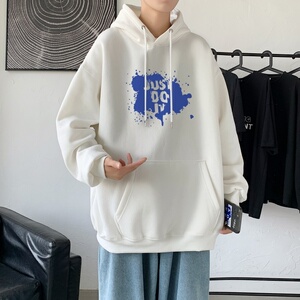 L2457P48卫衣男秋冬新款潮趣文字印花潮流休闲帅气连帽外套图片