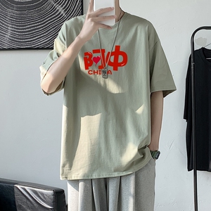 T2207港风室内潮21夏季新款潮流男士短袖T恤宽松半袖体恤衫图片