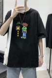 T3418P25港风2023夏新款T恤男宽松T恤落肩港风男T仓库正常配送，男装T恤，星座510A-2