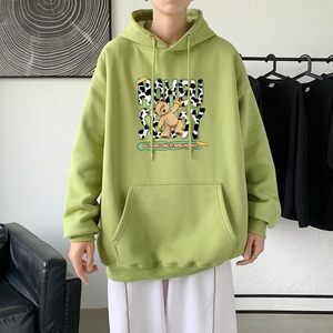 L2541P48套头宽松外套情侣装打底帽衫秋装21中性纯色连帽卫衣,冬季背带裙搭配棉服图片