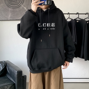 L2303秋装21中性纯色连帽卫衣套头宽松外套情侣装打底帽衫图片
