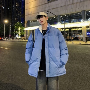 MY5787P75纯色立领棉服外套男装冬季羊羔绒内里男生棉衣光板港风图片