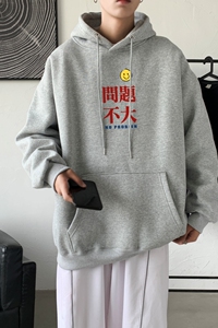 L2300韩版ins男士宽松运动连帽卫衣秋冬加绒情侣外套