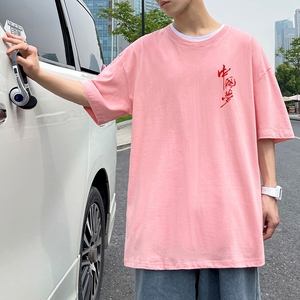 D2123 港风室外 新款夏季潮牌纯棉衣服ins原宿港风宽松半袖图片