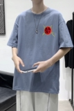 D2126港风室内纯棉男短袖港风净版小标印花宽松休闲情侣装T恤，男装T恤，星座510A-6
